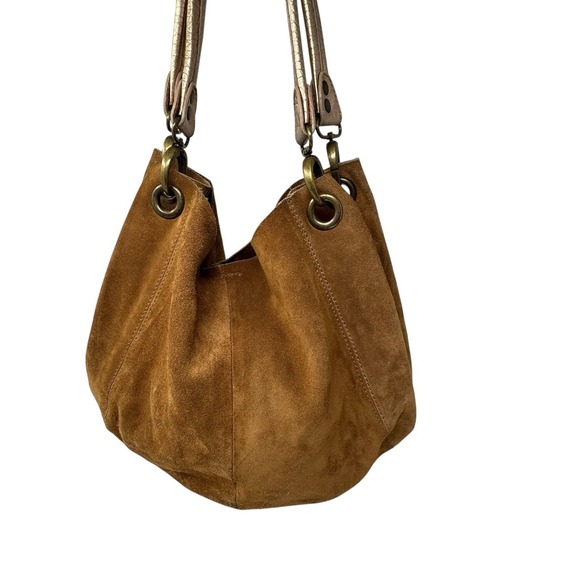 Carla Danelli Suede Shoulder Handbag‎ Snap Closure Hobo Boho & Change Purse - Picture 2 of 11